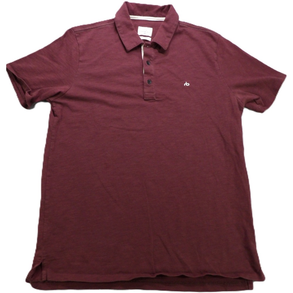 Rag & Bone Standard Issue Men Medium M Cotton Short Sleeves Embroidered Polo Red